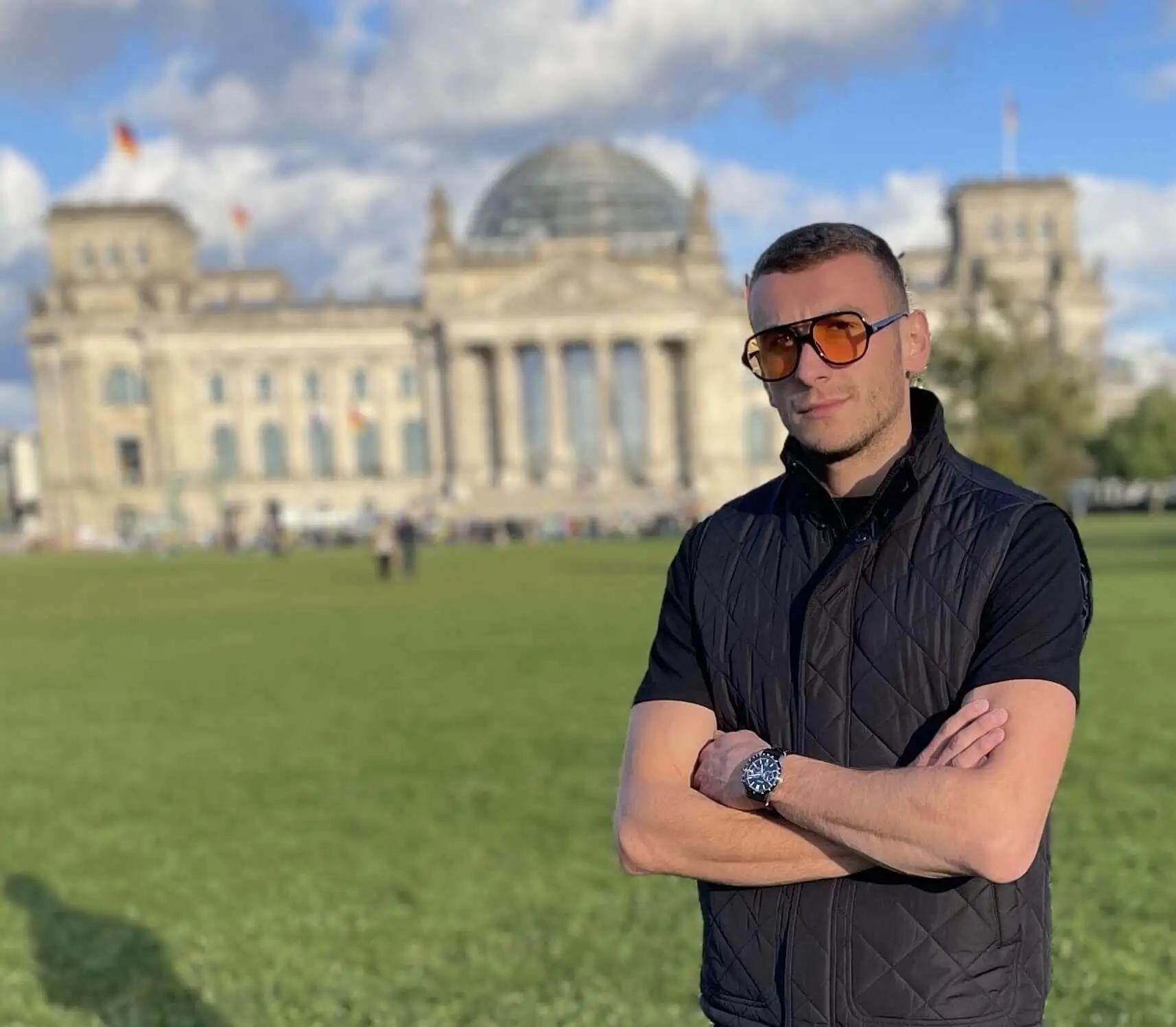 Hamza Rebronja - Hamza Rebronja standing in Republic Square in Berlin, Germany.